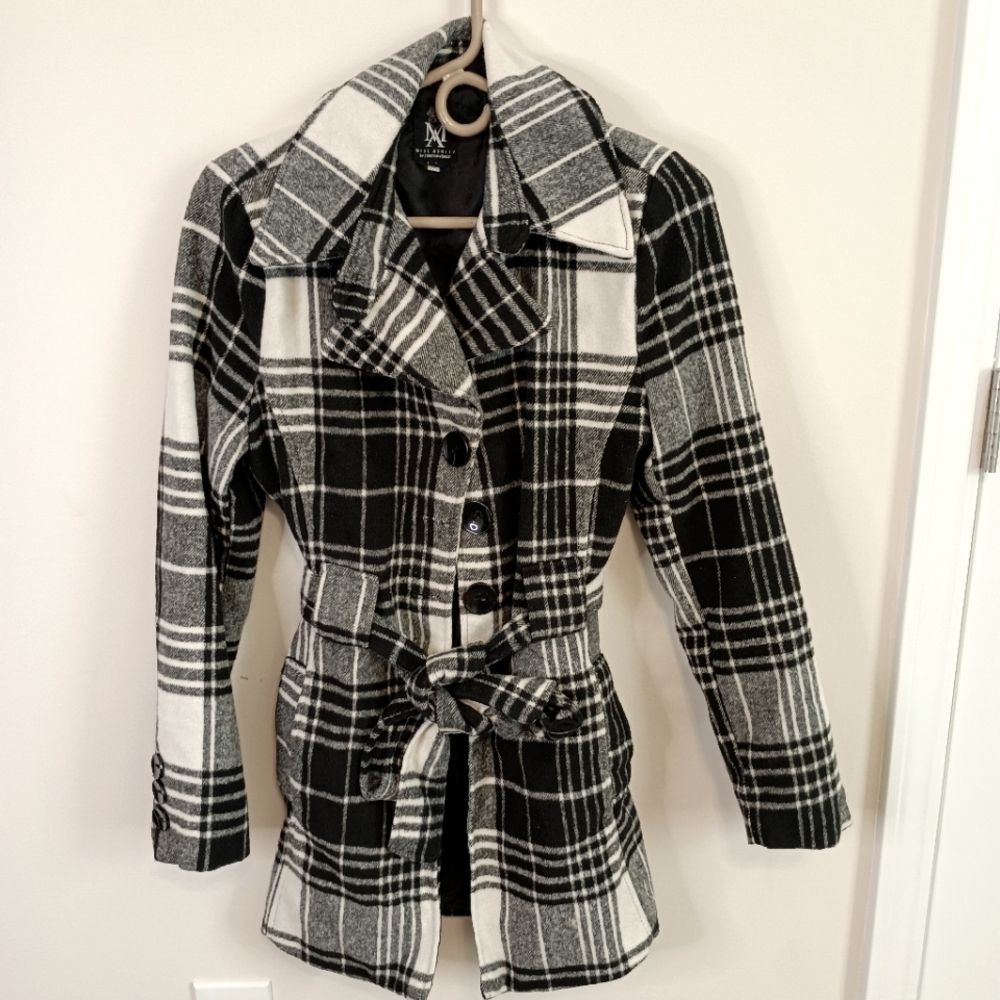 Black and white peacoat